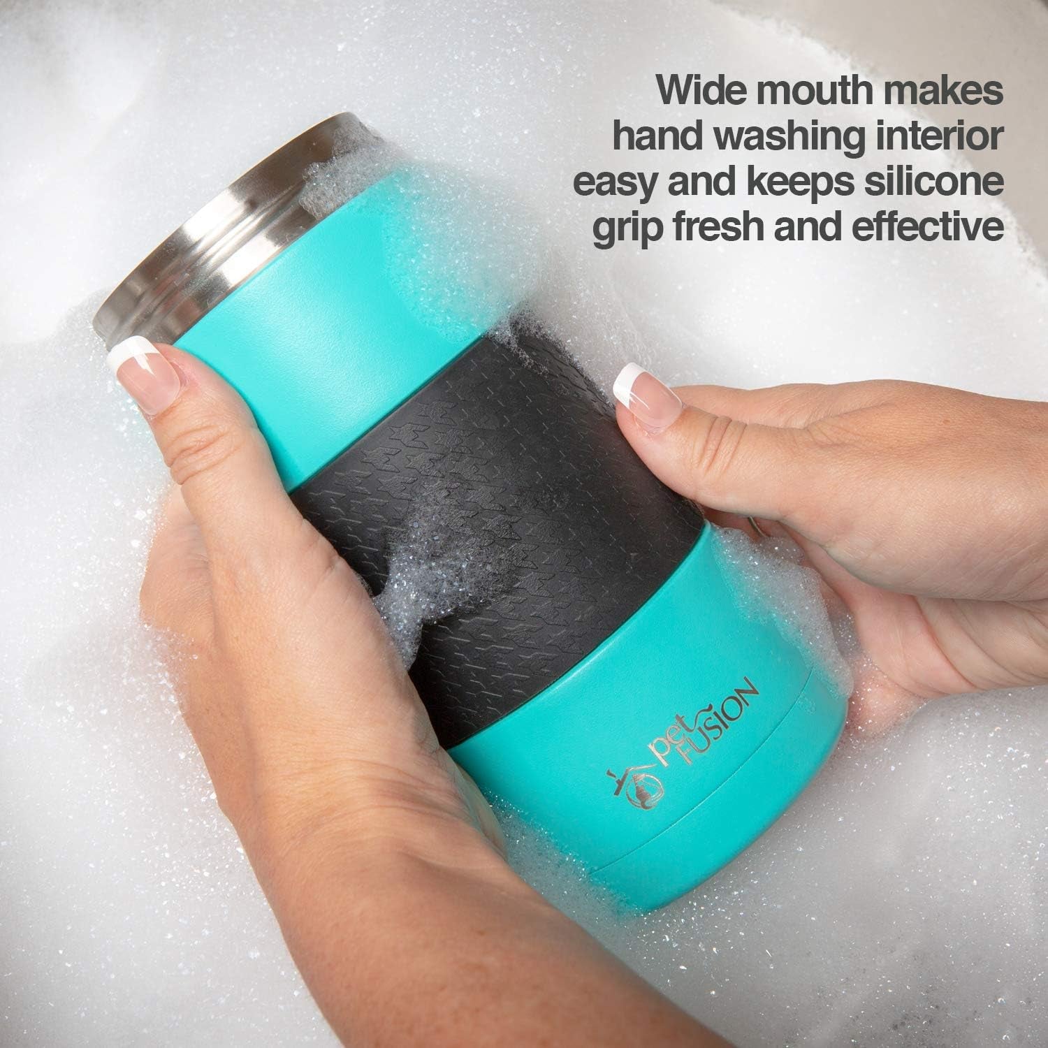 Portable Dog Water Bottle & Dog Water Bottle Dispenser (New - Large 22Oz Water & Food Dispenser) Insulated 2 Wall Stainless Steel - Optimal Cool Water Temp - Perfect Dog Travel Water Bottle
